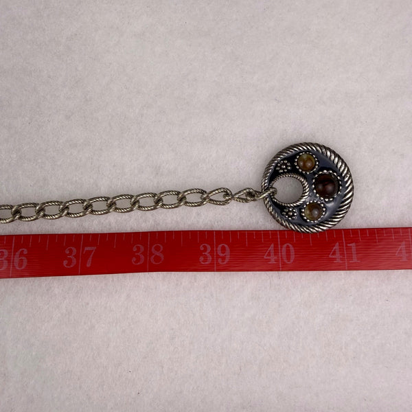 Chicos Womens Multicolor Silver-Tone Chain Link Adjustable Length Statement Belt