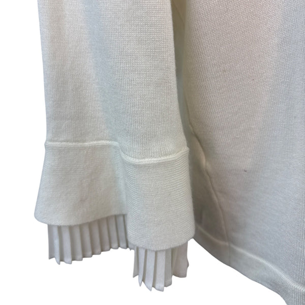 DKNY Womens Open Front Cardigan With Pleated Cuffs White 3/4 Sleeve