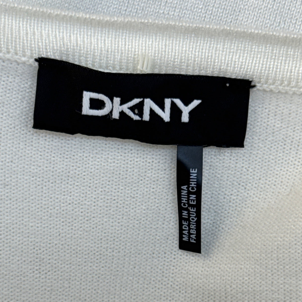DKNY Womens Open Front Cardigan With Pleated Cuffs White 3/4 Sleeve