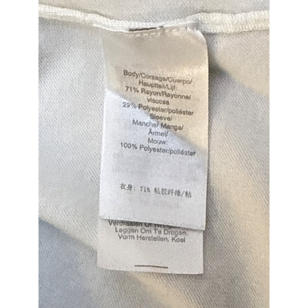 DKNY Womens Open Front Cardigan With Pleated Cuffs White 3/4 Sleeve