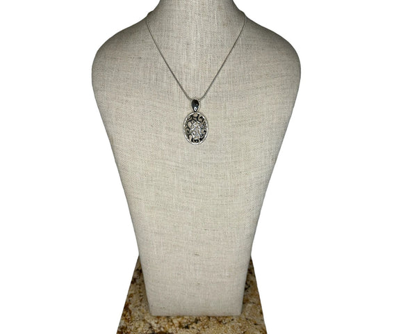 Vintage Silver Tone Rope Necklace With Celtic Pendant - 19in