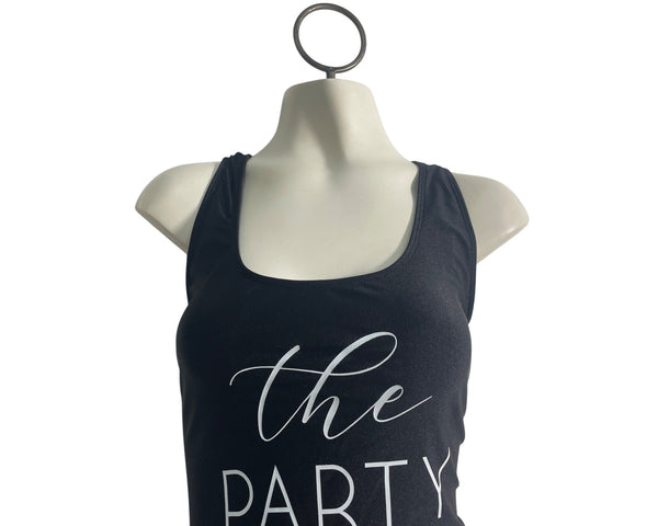 Black "The Party" Womens Swimsuit With Scoop Neck & High Cut Legs Sz 2XL- NEW