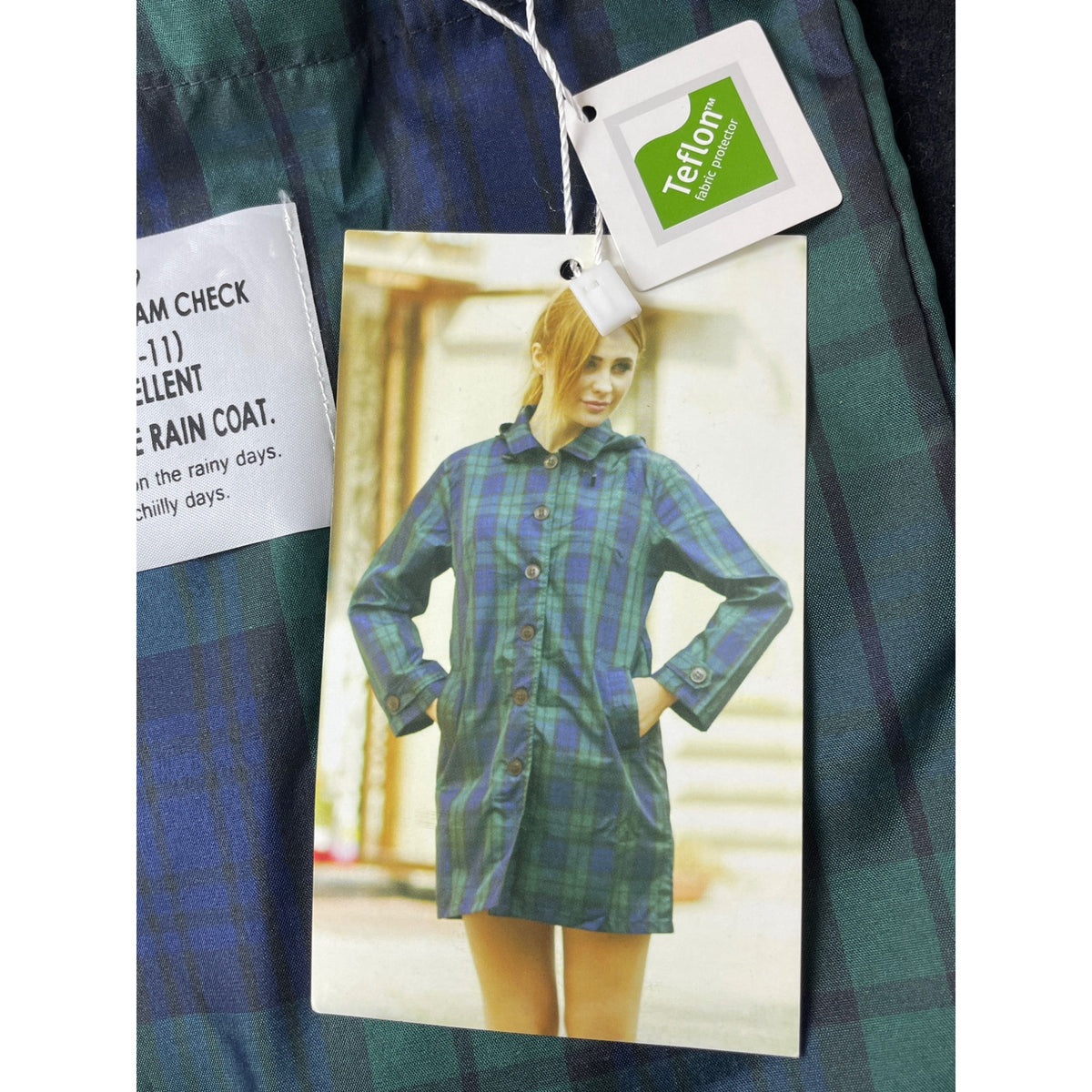 Teflon Women's Rain Coat With Hood & Buttons For Women Size (9-11)- NWT