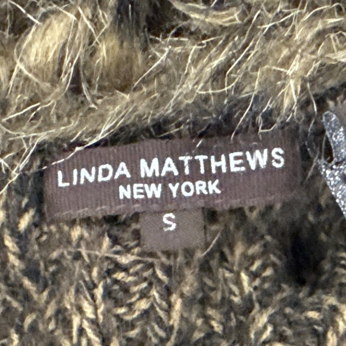 Linda Matthews Faux Fur Trim Sweater Vest Brown Sleeveless Soft Knit Womens Sz S