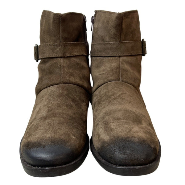 Johnston & Murphy Women's Brown Gunsmoke Suede Leather Whitaker Hbt Ankle Boots Sz 12 - NWB