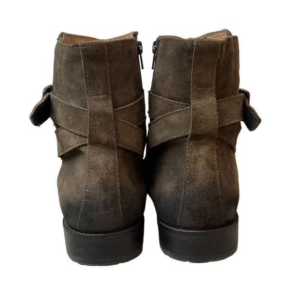 Johnston & Murphy Women's Brown Gunsmoke Suede Leather Whitaker Hbt Ankle Boots Sz 12 - NWB