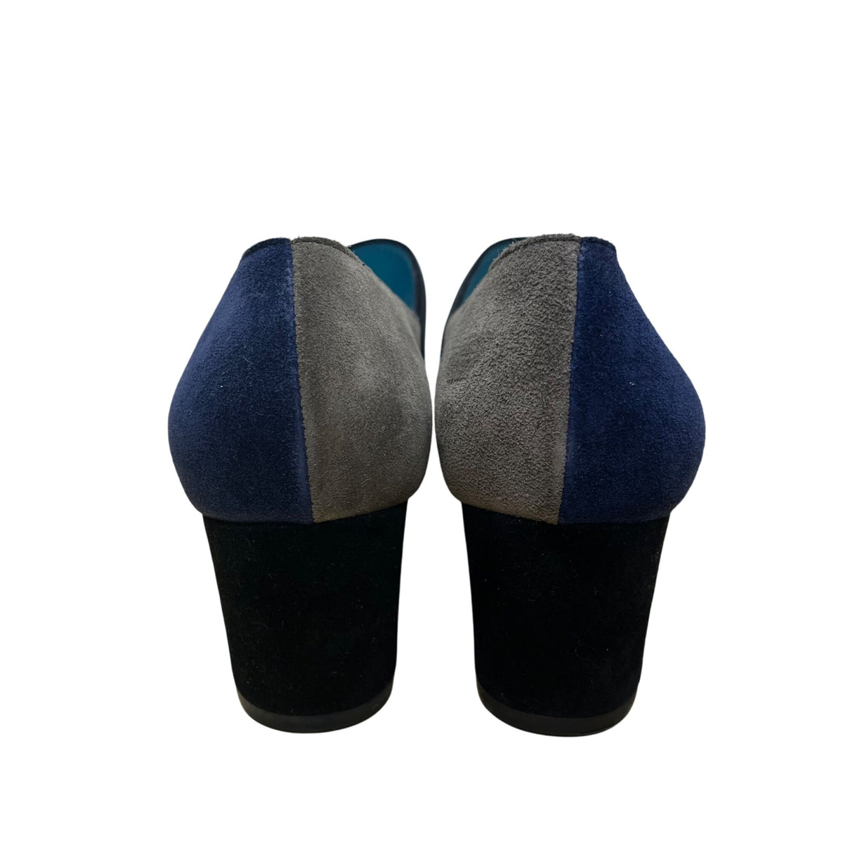 Thierry Rabotin Women’s Blue & Gray Suede Strappy Design Manila Block Heel Sz 41