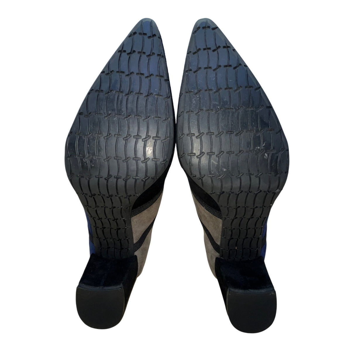 Thierry Rabotin Women’s Blue & Gray Suede Strappy Design Manila Block Heel Sz 41