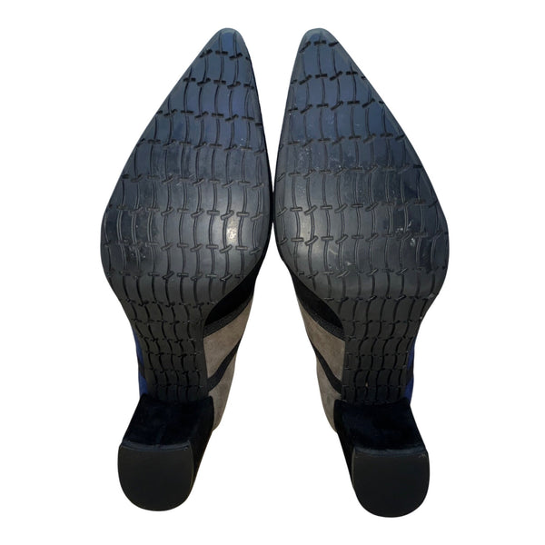 Thierry Rabotin Women’s Blue & Gray Suede Strappy Design Manila Block Heel Sz 41