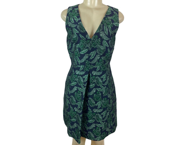 Tropical Leaf Print Sleeveless V-Neck Dress By Sam Edelman Size 8