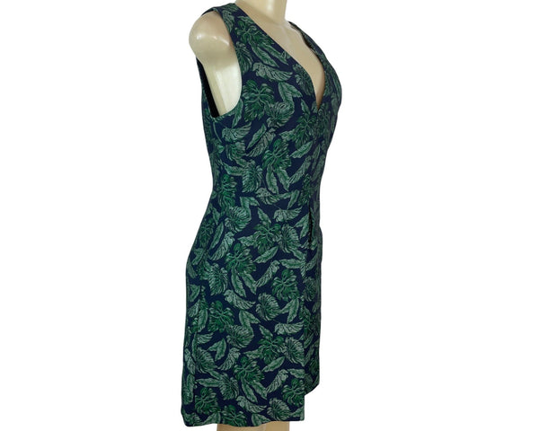Tropical Leaf Print Sleeveless V-Neck Dress By Sam Edelman Size 8
