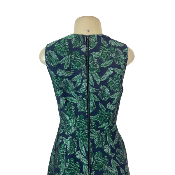 Tropical Leaf Print Sleeveless V-Neck Dress By Sam Edelman Size 8