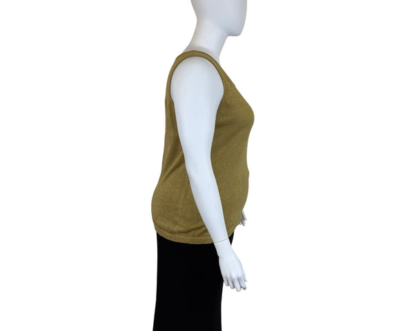 Shopping With Anthony Womens Gold Metallic Knit Tank Top Size 1X - New