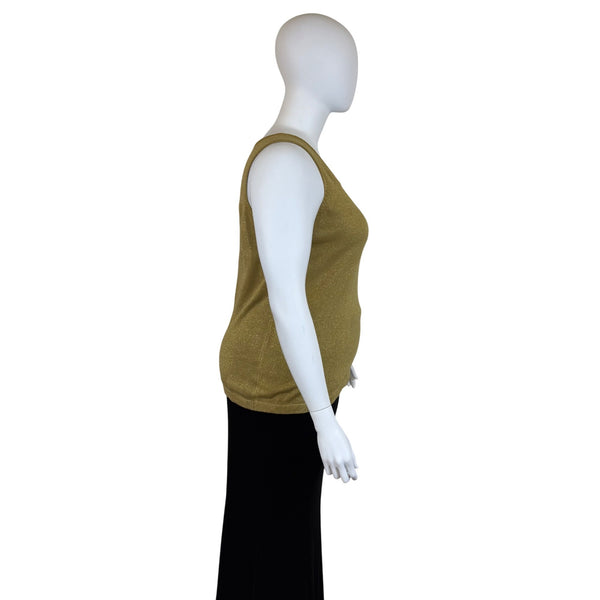 Shopping With Anthony Womens Gold Metallic Knit Tank Top Size 1X - New