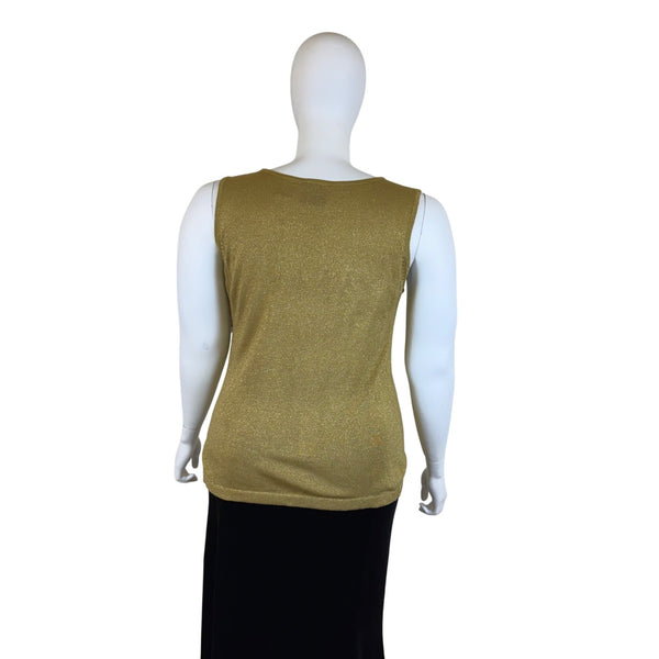 Shopping With Anthony Womens Gold Metallic Knit Tank Top Size 1X - New