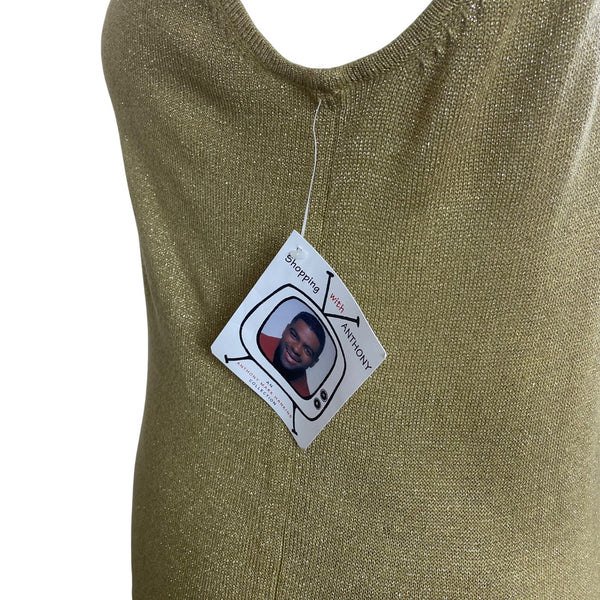 Shopping With Anthony Womens Gold Metallic Knit Tank Top Size 1X - New