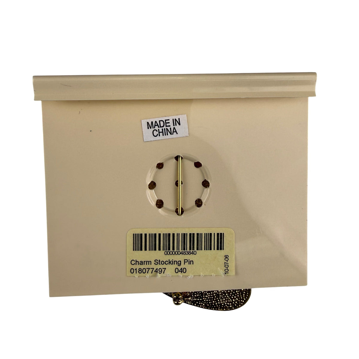 Colorful Stocking Pin Brooch Gold Tone Christmas Holiday Charm Beads Gift