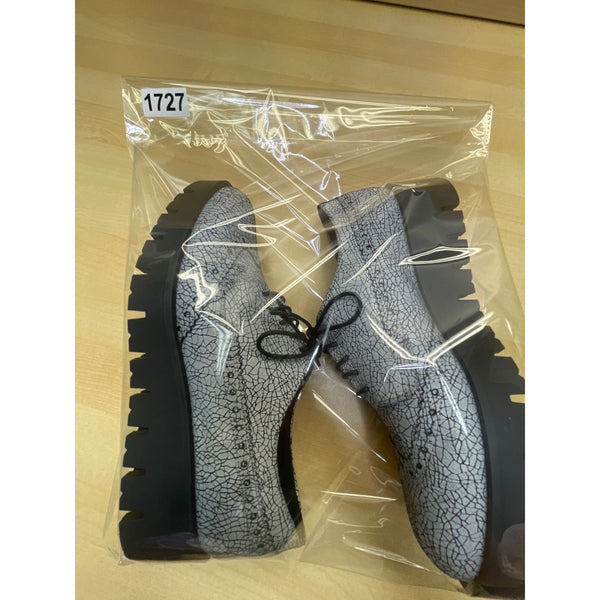 Shellys London Women’s Silver Crackle Platform Lace-Up Brogue Shoes Size 6.5US