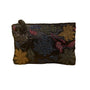 Women's Black Multicolor Beaded Floral Zipper Closure Satin Evening Bag