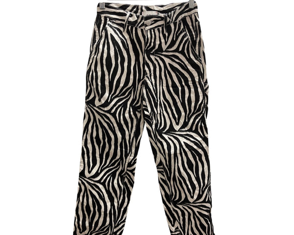 BDG Womens Zebra Print Cotton Pants Black/White Size 24 Slim Fit Casual Stylish