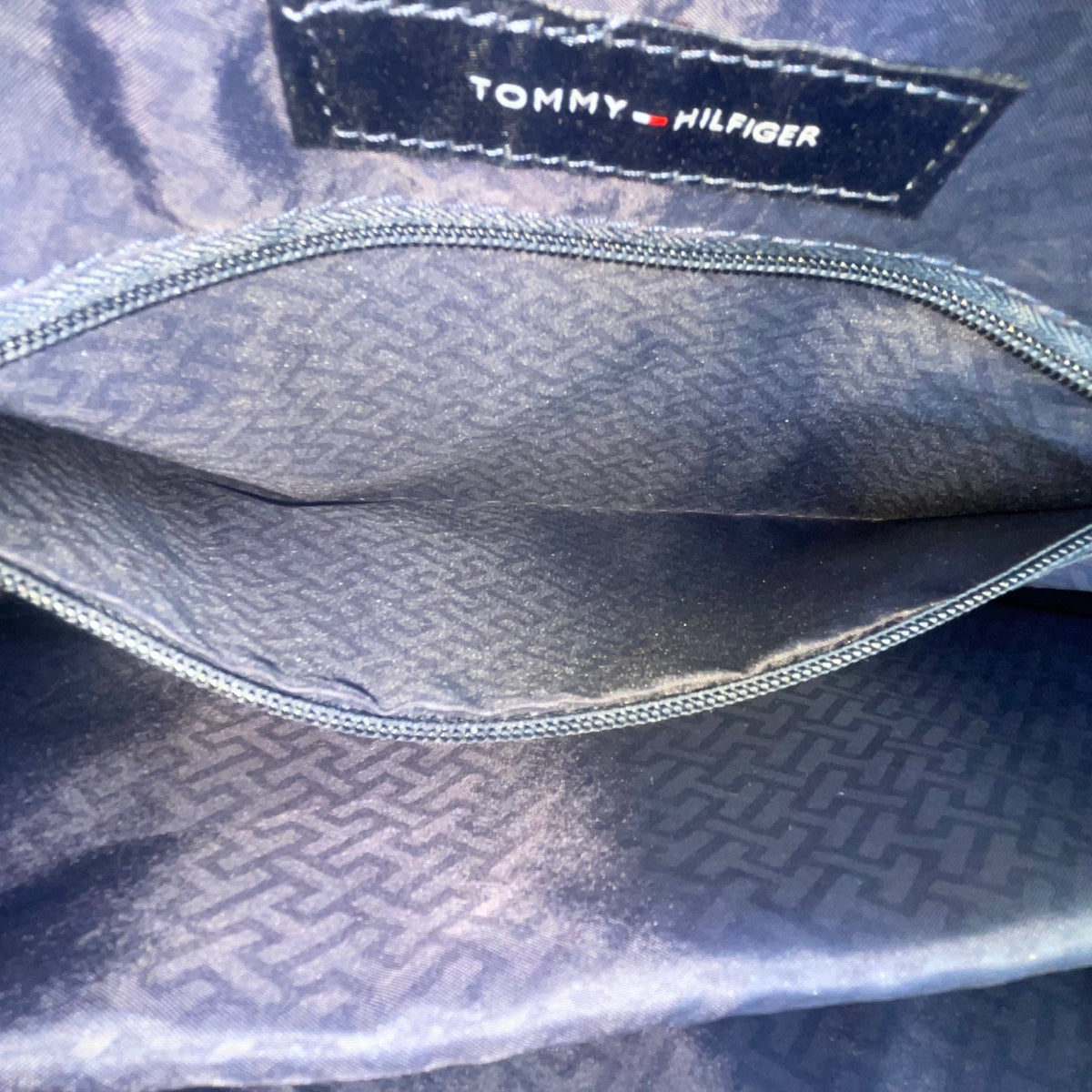 Tommy Hilfiger Women’s Red & Blue Canvas & Faux Leather Striped Accent Tote Bag