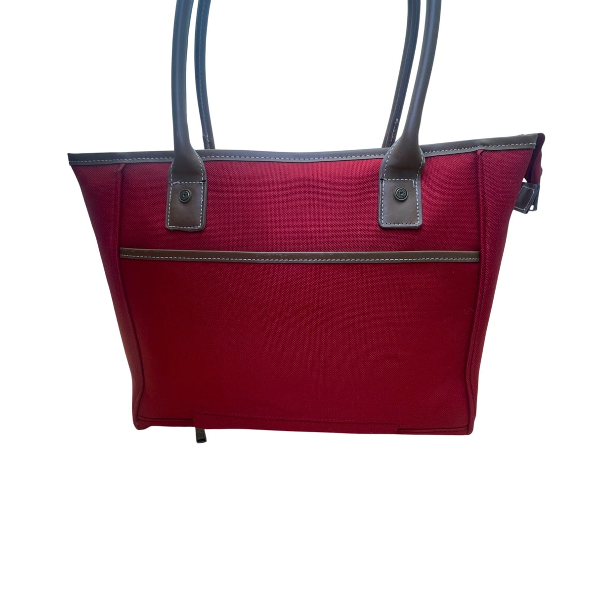 Tommy Hilfiger Women’s Red & Blue Canvas & Faux Leather Striped Accent Tote Bag