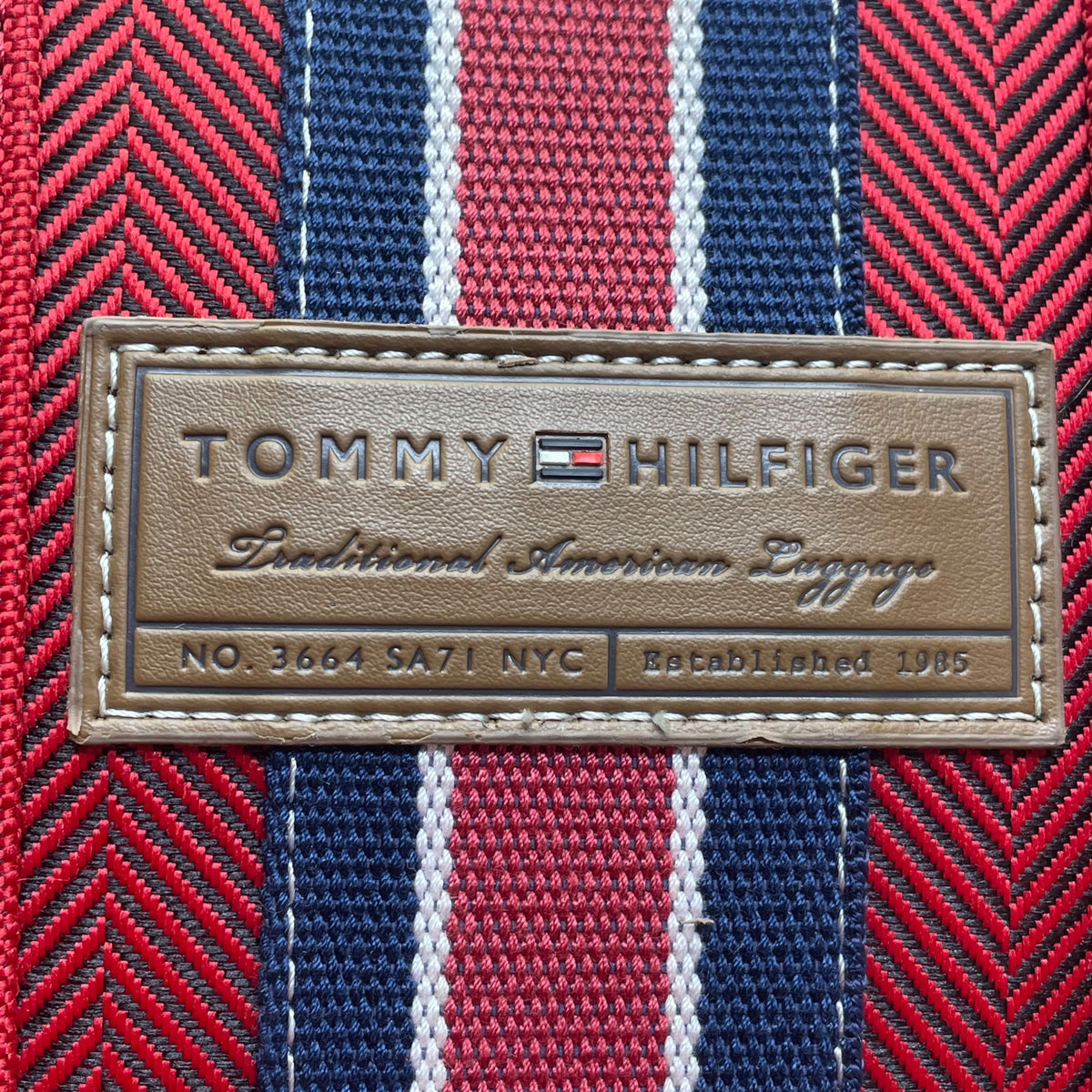 Tommy Hilfiger Women’s Red & Blue Canvas & Faux Leather Striped Accent Tote Bag