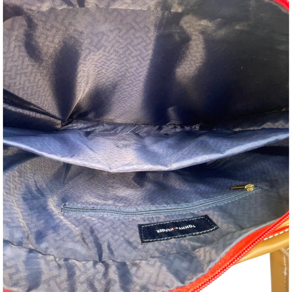 Tommy Hilfiger Women’s Red & Blue Canvas & Faux Leather Striped Accent Tote Bag