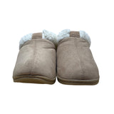 Dearfoams Womens Tan Suede-Like Faux Fur Lining Slip-On Slippers Clogs Sz 10