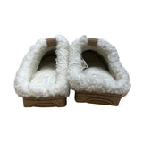 Dearfoams Womens Tan Suede-Like Faux Fur Lining Slip-On Slippers Clogs Sz 10