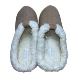 Dearfoams Womens Tan Suede-Like Faux Fur Lining Slip-On Slippers Clogs Sz 10