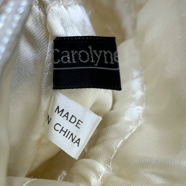 Carolyne Barton Women’s Ivory Satin & Beads Drawstring Evening Pouch Bag