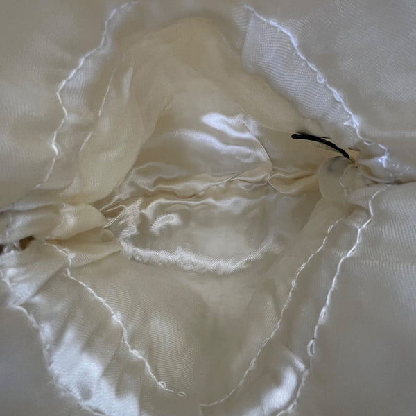 Carolyne Barton Women’s Ivory Satin & Beads Drawstring Evening Pouch Bag