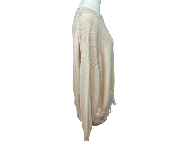 525 Evereve Womens Beige Cotton Long Sleeve Round Neck Sweatshirt Size L - New