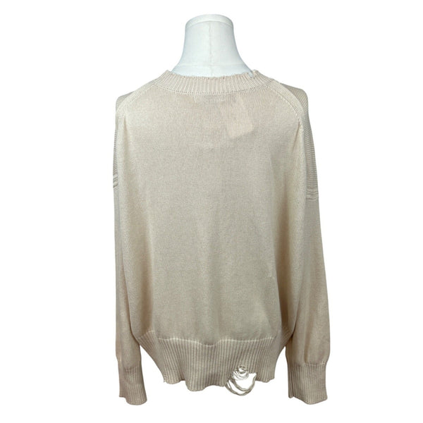 525 Evereve Womens Beige Cotton Long Sleeve Round Neck Sweatshirt Size L - New