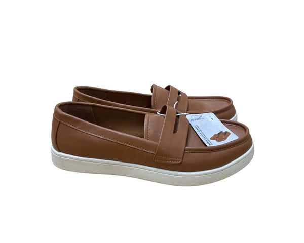 Avenue Mens Brown Casual Loafer Shoes Faux Leather Slip-On Style Size 9 NWT