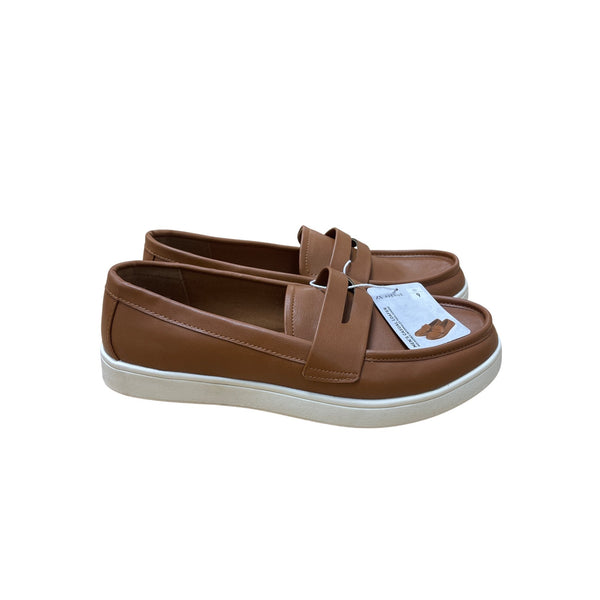 Avenue Mens Brown Casual Loafer Shoes Faux Leather Slip-On Style Size 9 NWT