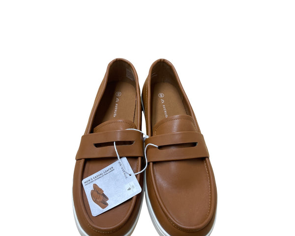 Avenue Mens Brown Casual Loafer Shoes Faux Leather Slip-On Style Size 9 NWT