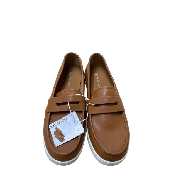 Avenue Mens Brown Casual Loafer Shoes Faux Leather Slip-On Style Size 9 NWT