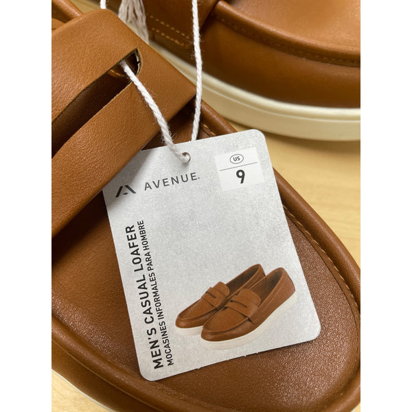 Avenue Mens Brown Casual Loafer Shoes Faux Leather Slip-On Style Size 9 NWT