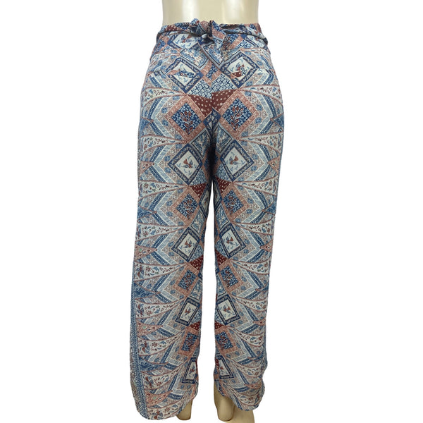 Anthropologie Elevenses Women's Blue and Red Seaflower Print Palazzo Pants Sz 0P
