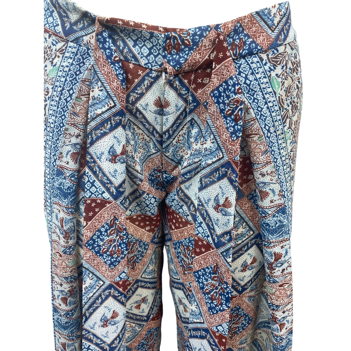 Anthropologie Elevenses Women's Blue and Red Seaflower Print Palazzo Pants Sz 0P