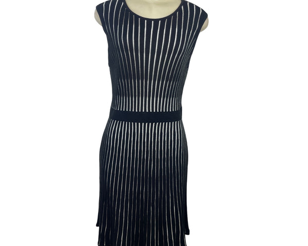 Calvin Klein Black & White Sleeveless Striped Knit Dress Women’s Size M