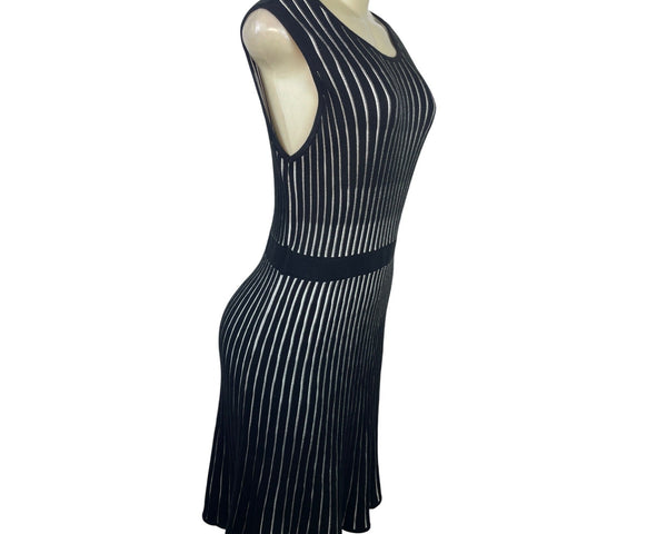 Calvin Klein Black & White Sleeveless Striped Knit Dress Women’s Size M