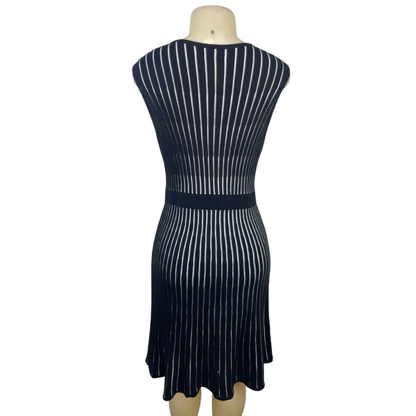 Calvin Klein Black & White Sleeveless Striped Knit Dress Women’s Size M