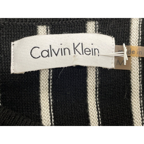Calvin Klein Black & White Sleeveless Striped Knit Dress Women’s Size M