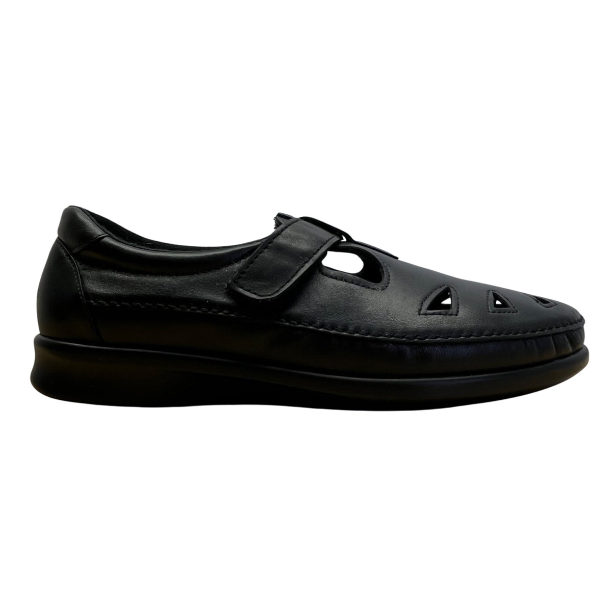 SAS Womens Black Leather Cut-Out Design & Adjustable Strap Comfort Shoes Size 9M