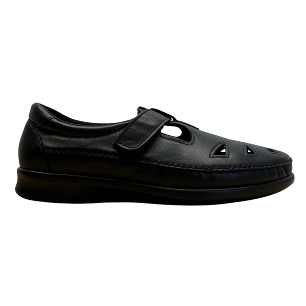 SAS Womens Black Leather Cut-Out Design & Adjustable Strap Comfort Shoes Size 9M