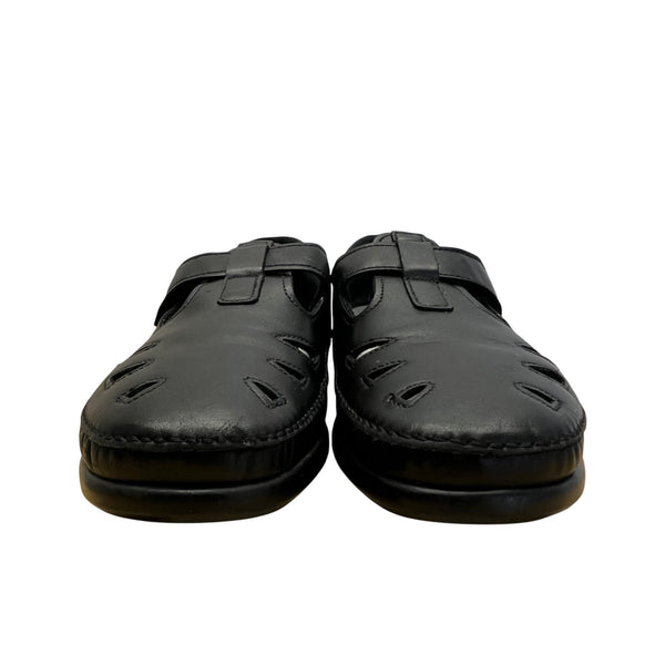 SAS Womens Black Leather Cut-Out Design & Adjustable Strap Comfort Shoes Size 9M