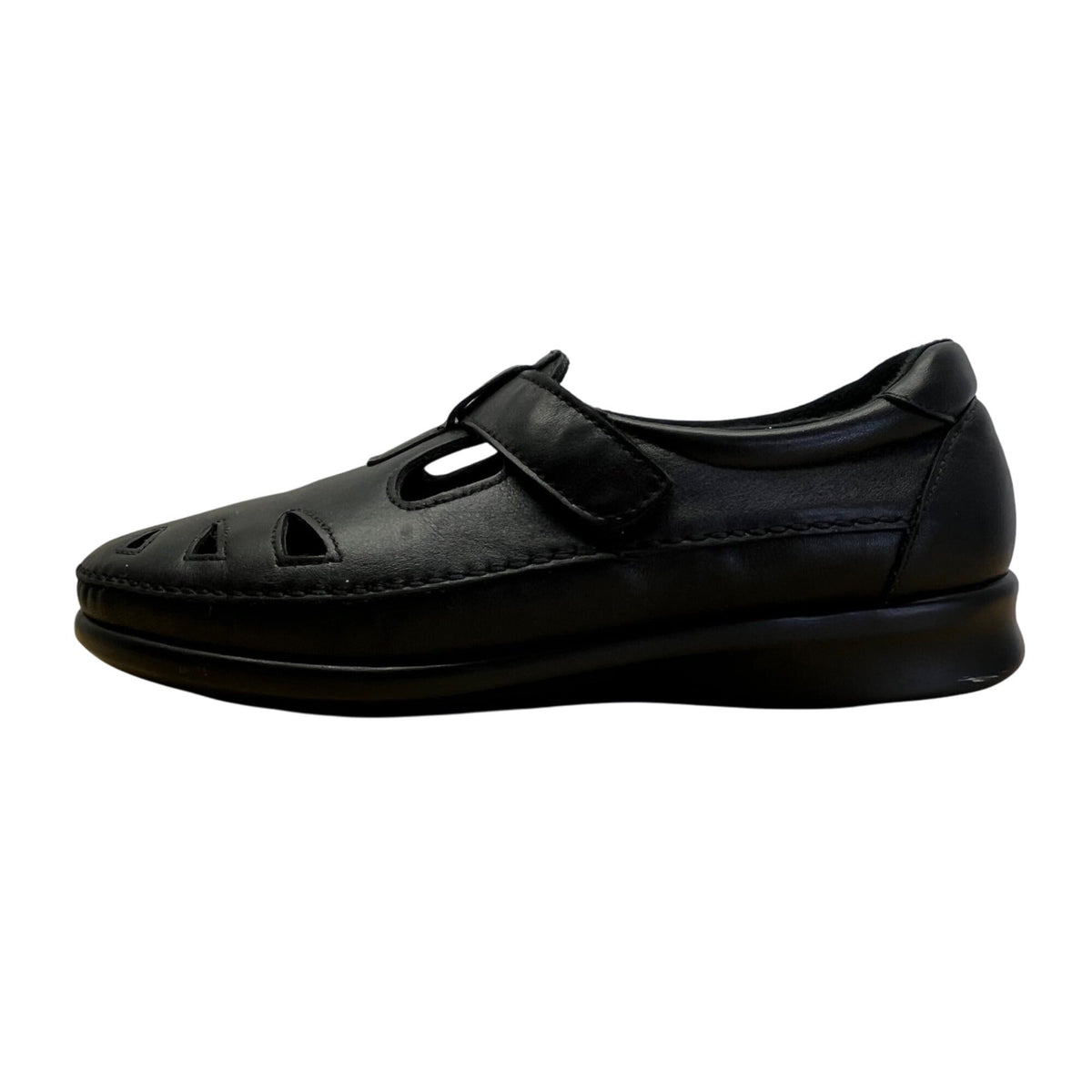 SAS Womens Black Leather Cut-Out Design & Adjustable Strap Comfort Shoes Size 9M